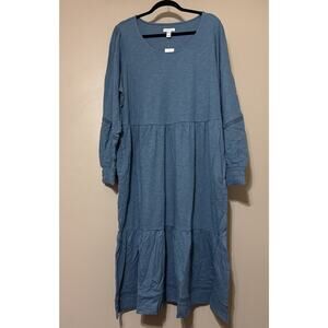 Denim & Co Canyon Retreat Womens Dress Midi Blue Size 1X New